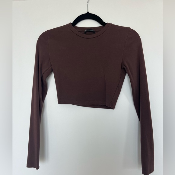 Zara brown cotton crop top. Good condition. Size M. - Picture 1 of 3